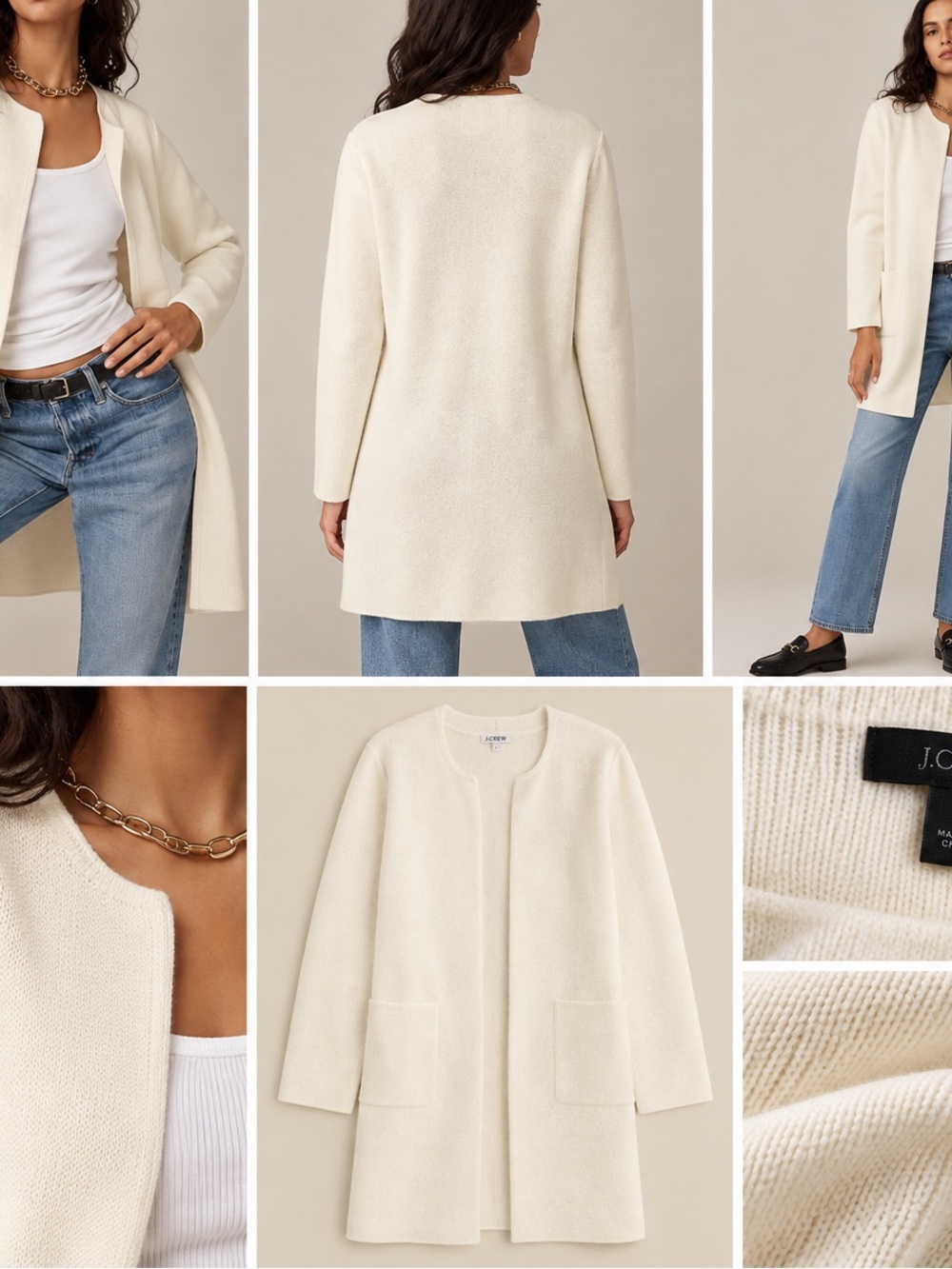 J. Crew Juliette Collarless Sweater Blazer